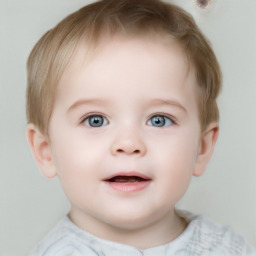 Neutral white child male with short  brown hair and grey eyes