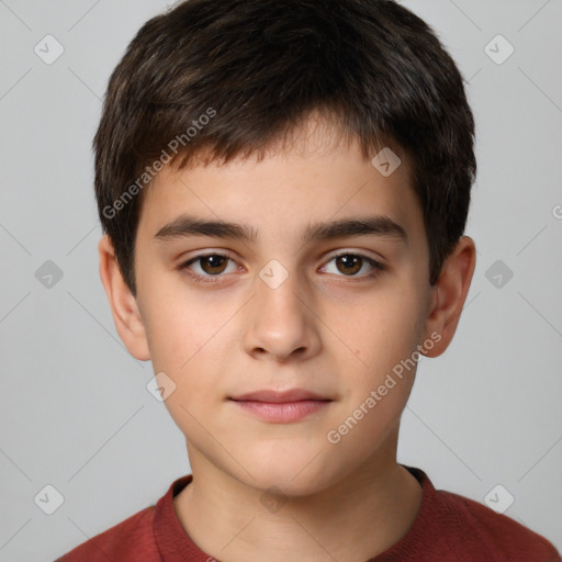 Neutral white child male with short  brown hair and brown eyes