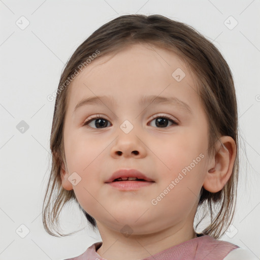 Neutral white child female with medium  brown hair and brown eyes