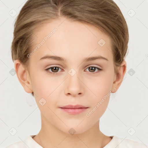 Neutral white young-adult female with short  brown hair and brown eyes