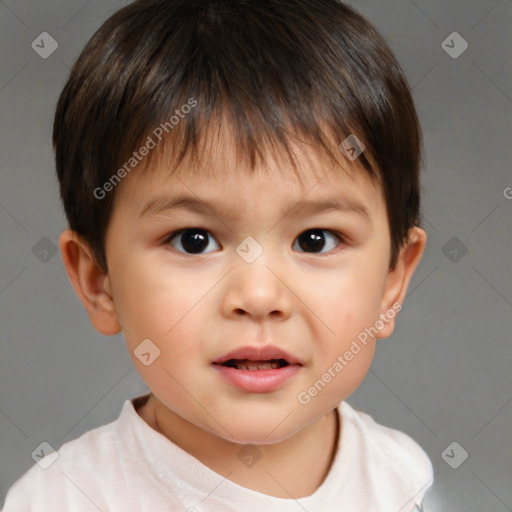 Neutral white child male with short  brown hair and brown eyes