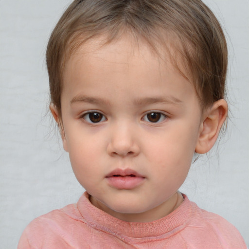 Neutral white child female with short  brown hair and brown eyes