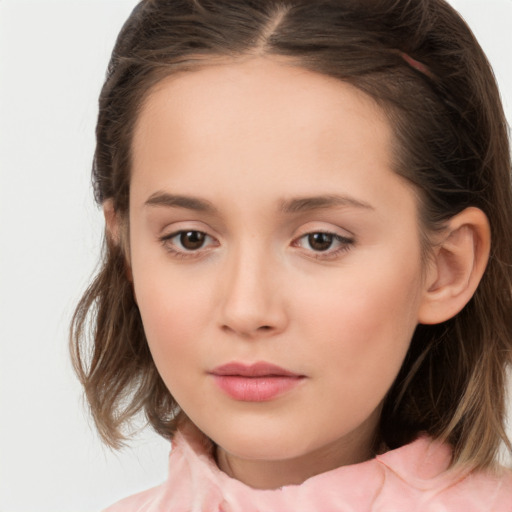 Neutral white child female with medium  brown hair and brown eyes