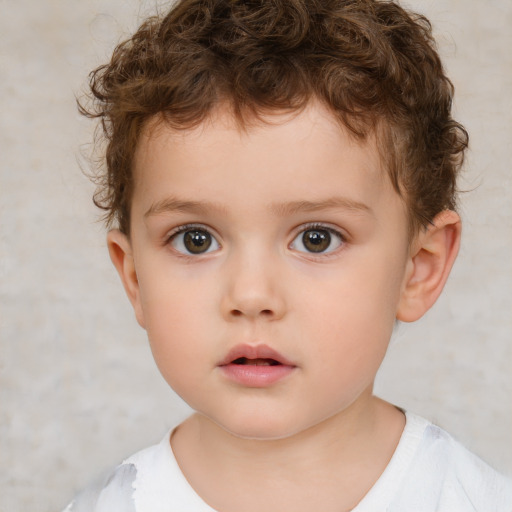 Neutral white child male with short  brown hair and brown eyes