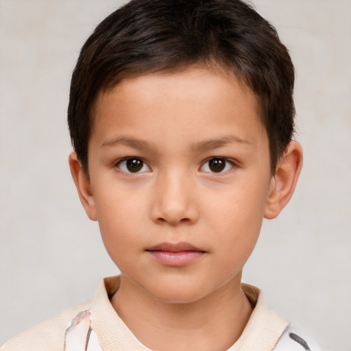 Neutral white child male with short  brown hair and brown eyes