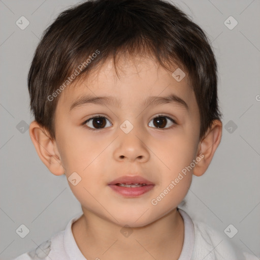 Neutral white child male with short  brown hair and brown eyes