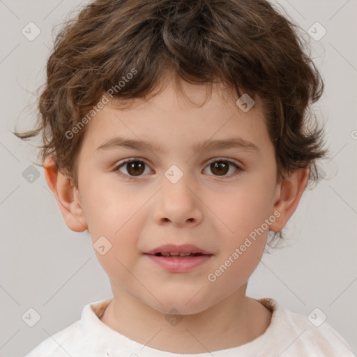 Neutral white child male with short  brown hair and brown eyes