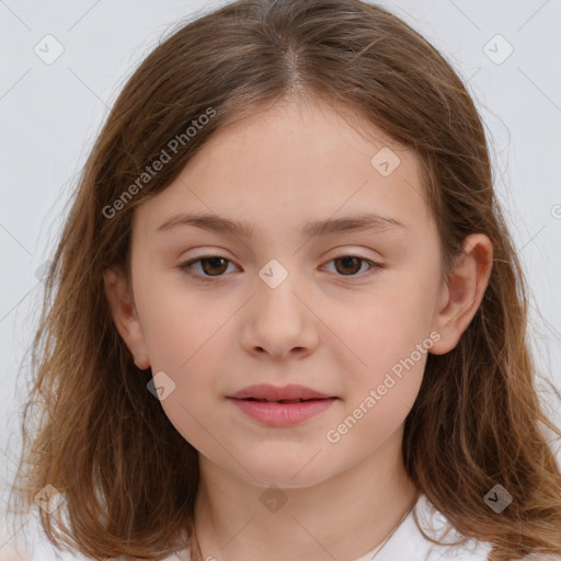 Neutral white child female with medium  brown hair and brown eyes