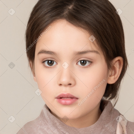 Neutral white child female with medium  brown hair and brown eyes