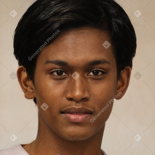 Neutral black young-adult male with short  brown hair and brown eyes