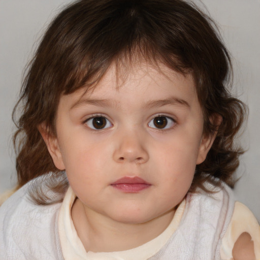 Neutral white child female with medium  brown hair and brown eyes