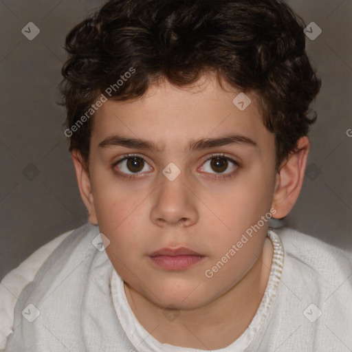 Neutral white child male with short  brown hair and brown eyes