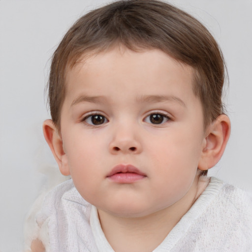 Neutral white child male with short  brown hair and brown eyes