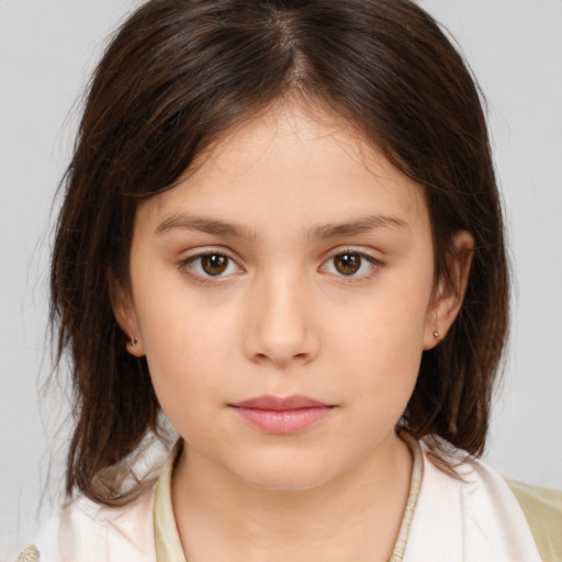 Neutral white child female with medium  brown hair and brown eyes