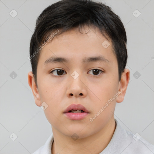 Neutral white child male with short  brown hair and brown eyes