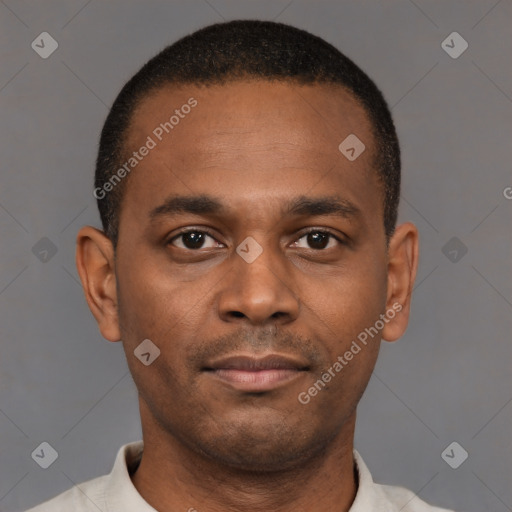 Neutral latino young-adult male with short  brown hair and brown eyes