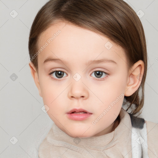 Neutral white child female with medium  brown hair and brown eyes