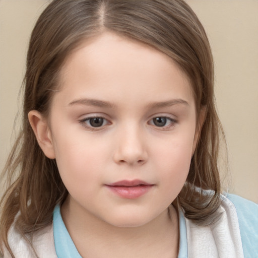 Neutral white child female with medium  brown hair and brown eyes