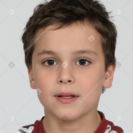 Neutral white child male with short  brown hair and brown eyes