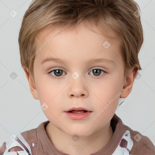 Neutral white child male with short  brown hair and brown eyes