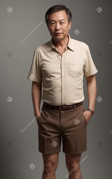 Chinese 45 years male with  brown hair