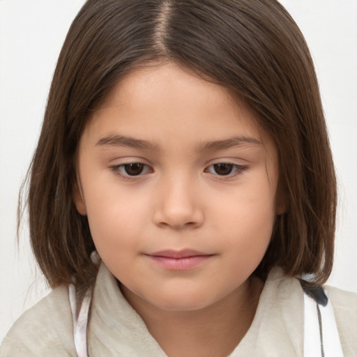 Neutral white child female with medium  brown hair and brown eyes