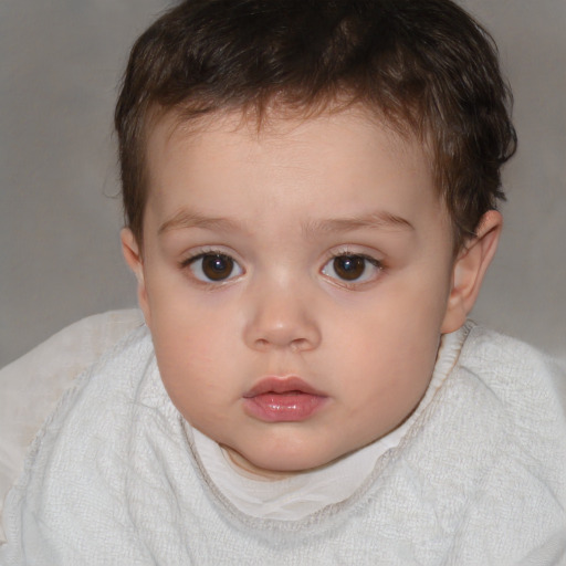 Neutral white child female with short  brown hair and brown eyes