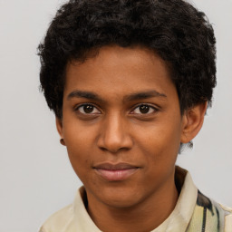 Neutral black young-adult male with short  brown hair and brown eyes