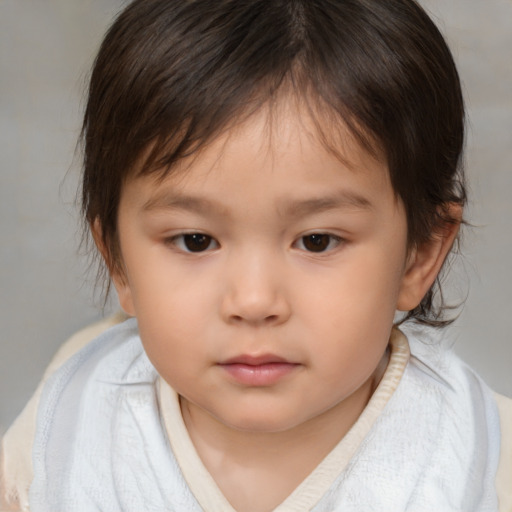 Neutral white child female with medium  brown hair and brown eyes