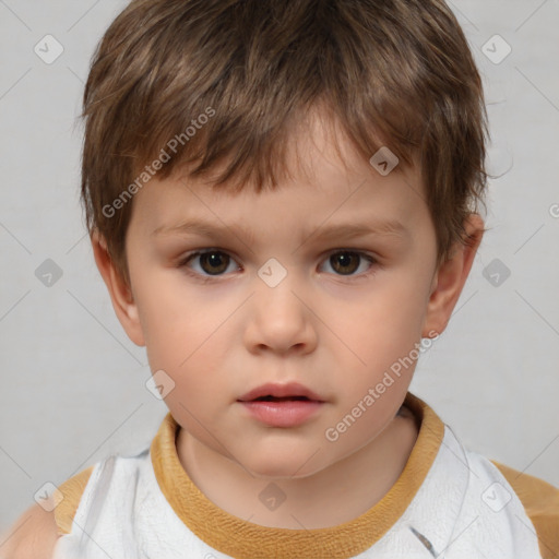 Neutral white child male with short  brown hair and brown eyes