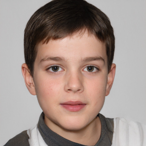 Neutral white child male with short  brown hair and brown eyes