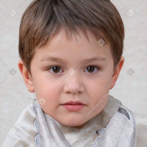 Neutral white child male with short  brown hair and brown eyes