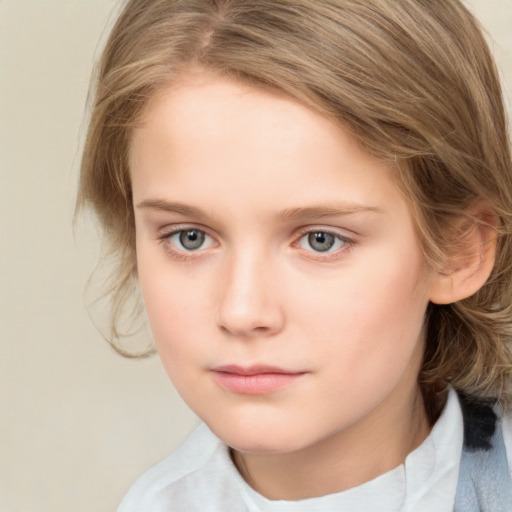 Neutral white child female with medium  brown hair and brown eyes