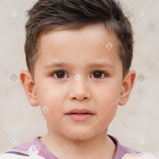 Neutral white child male with short  brown hair and brown eyes