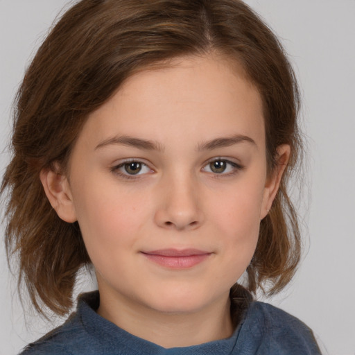 Neutral white child female with medium  brown hair and brown eyes