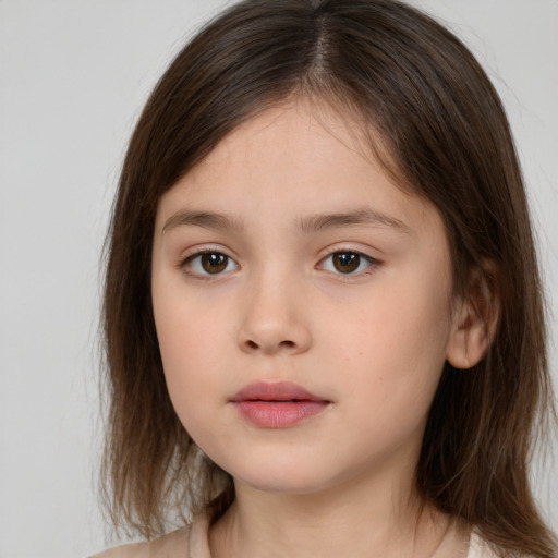 Neutral white child female with medium  brown hair and brown eyes