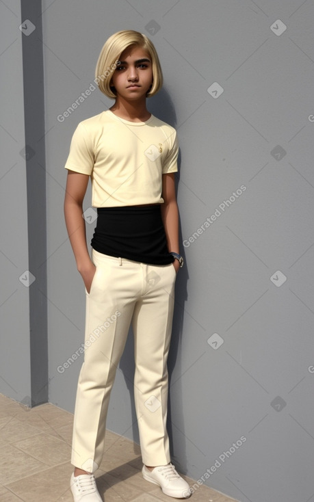 Emirati teenager boy with  blonde hair