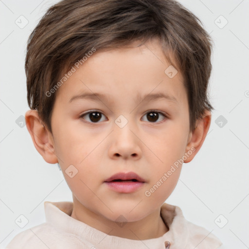 Neutral white child female with short  brown hair and brown eyes