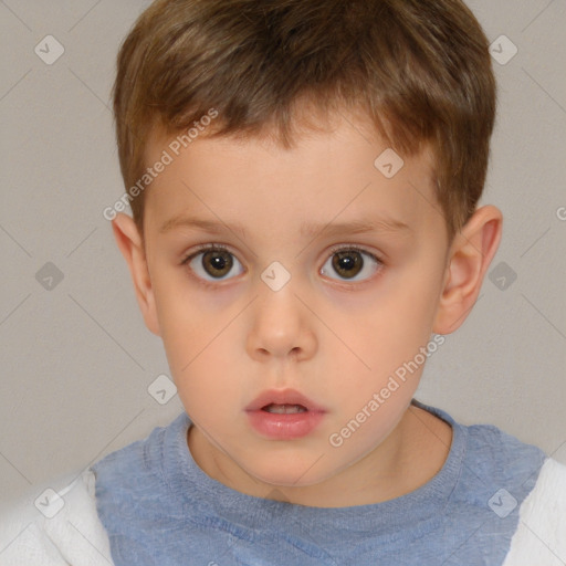 Neutral white child male with short  brown hair and brown eyes