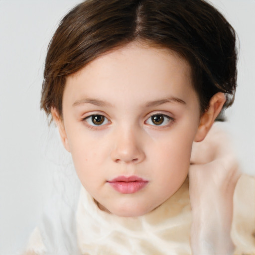 Neutral white child female with medium  brown hair and brown eyes