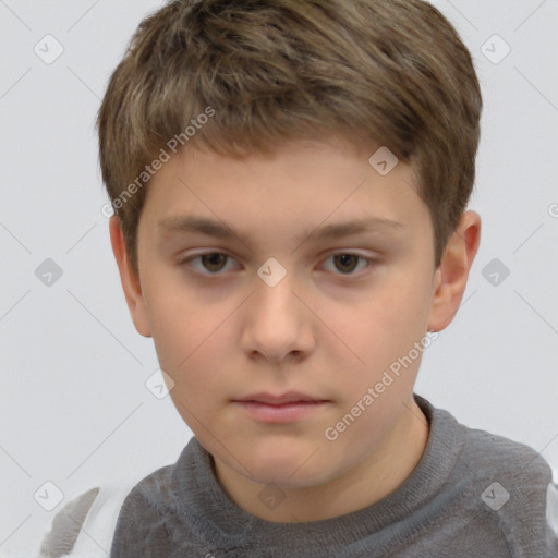 Neutral white child male with short  brown hair and brown eyes