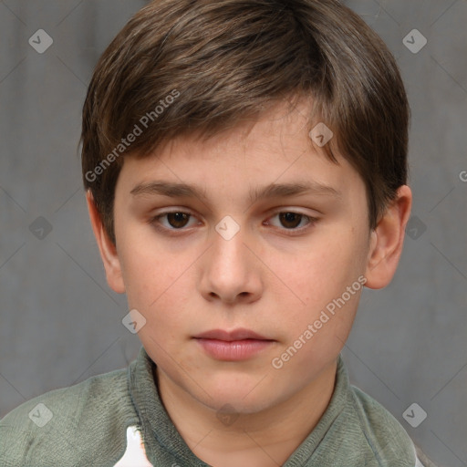 Neutral white child male with short  brown hair and brown eyes