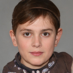 Neutral white young-adult female with short  brown hair and grey eyes