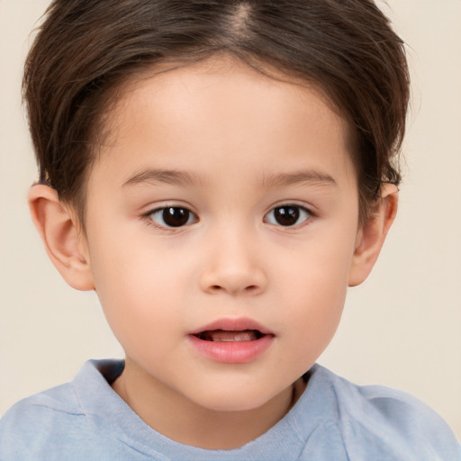 Neutral white child female with short  brown hair and brown eyes