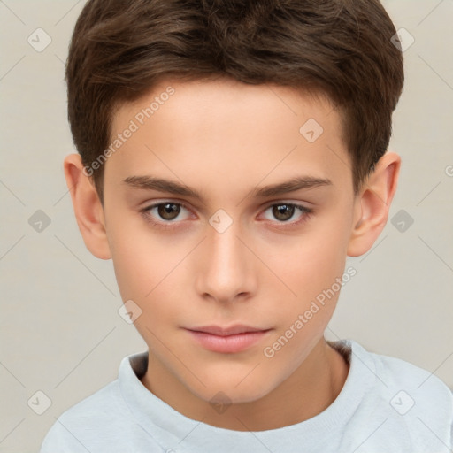 Neutral white child male with short  brown hair and brown eyes