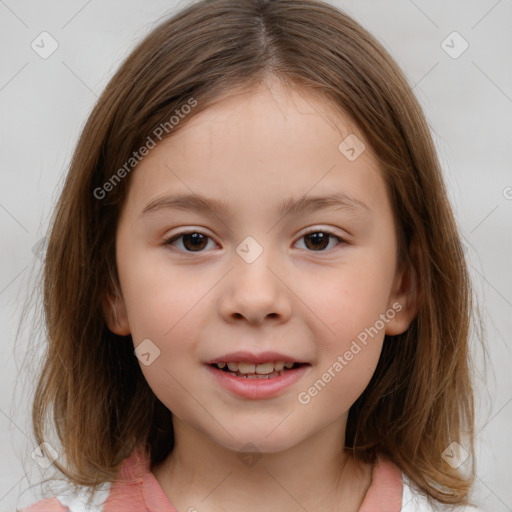 Neutral white child female with medium  brown hair and brown eyes