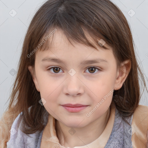 Neutral white child female with medium  brown hair and brown eyes