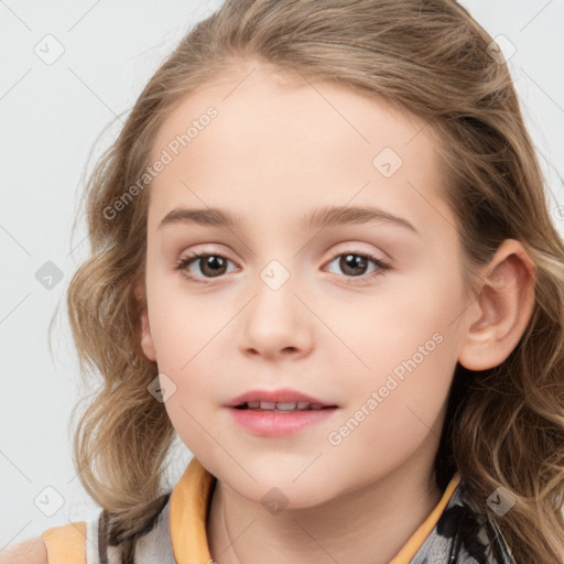 Neutral white child female with medium  brown hair and brown eyes