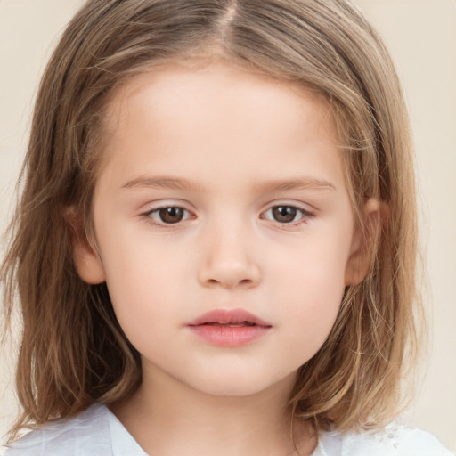 Neutral white child female with medium  brown hair and brown eyes