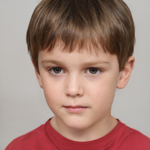 Neutral white child male with short  brown hair and brown eyes